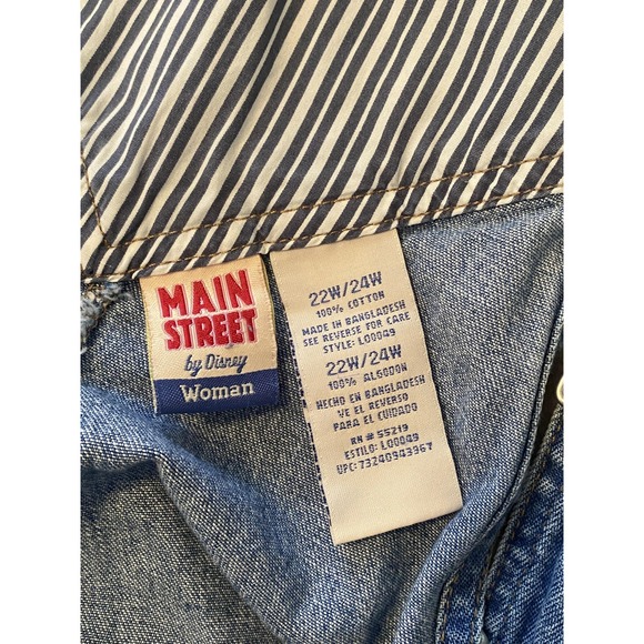 Vintage‎ Disney Main Street Overalls Womens 22W/24W Denim Shortalls Mickey 90s - Picture 4 of 9